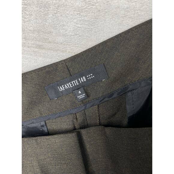 Lafayette 148 Dress Pants Womens 4 Brown Virgin Wool Trousers Unlined Minimalist - Picture 10 of 13